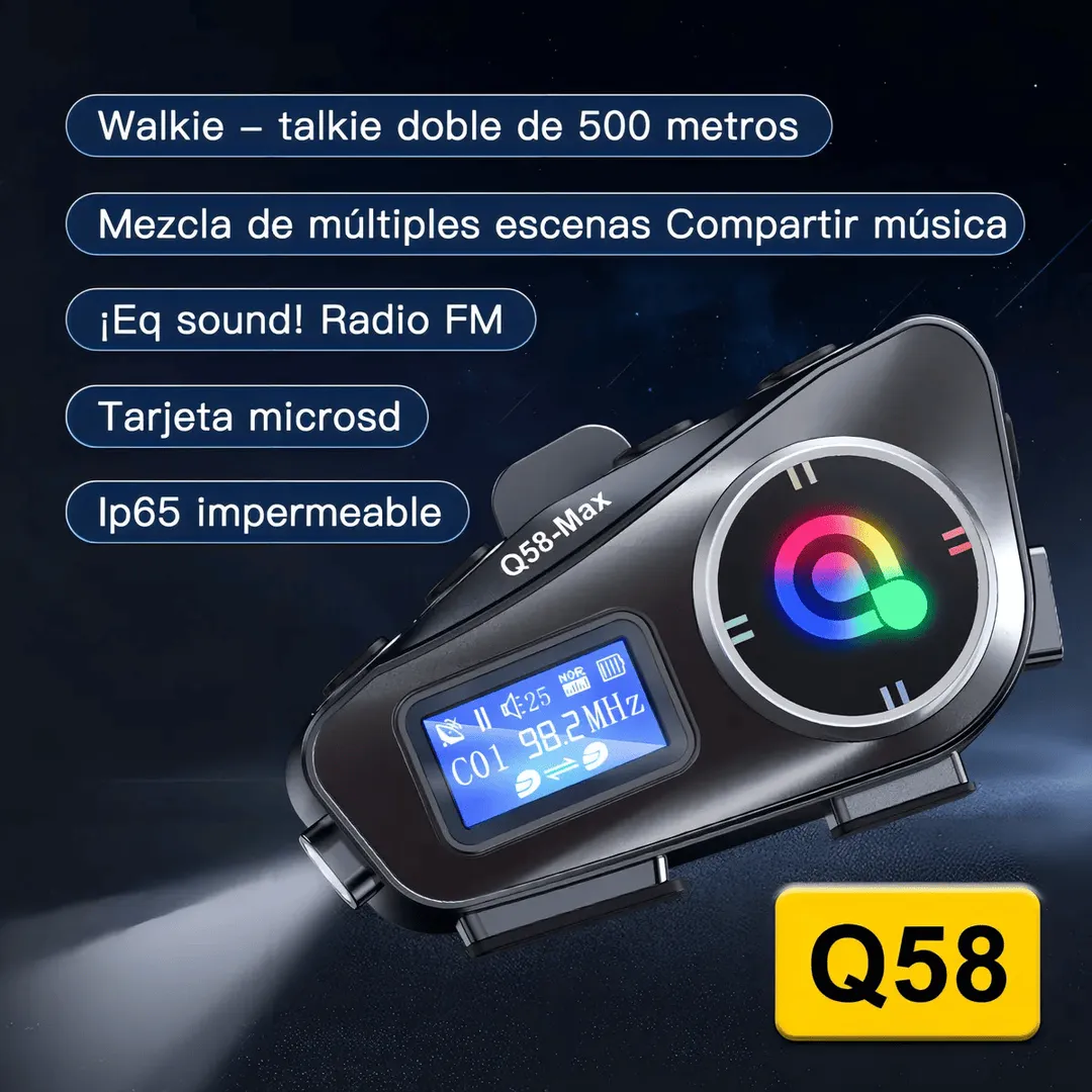 dÚo pack x2: intercomunicador moto q58 max pro – pantalla lcd + bluetooth 5.3 dÚo pack x2: intercomunicador moto q58 max pro – pantalla lcd + bluetooth 5.3