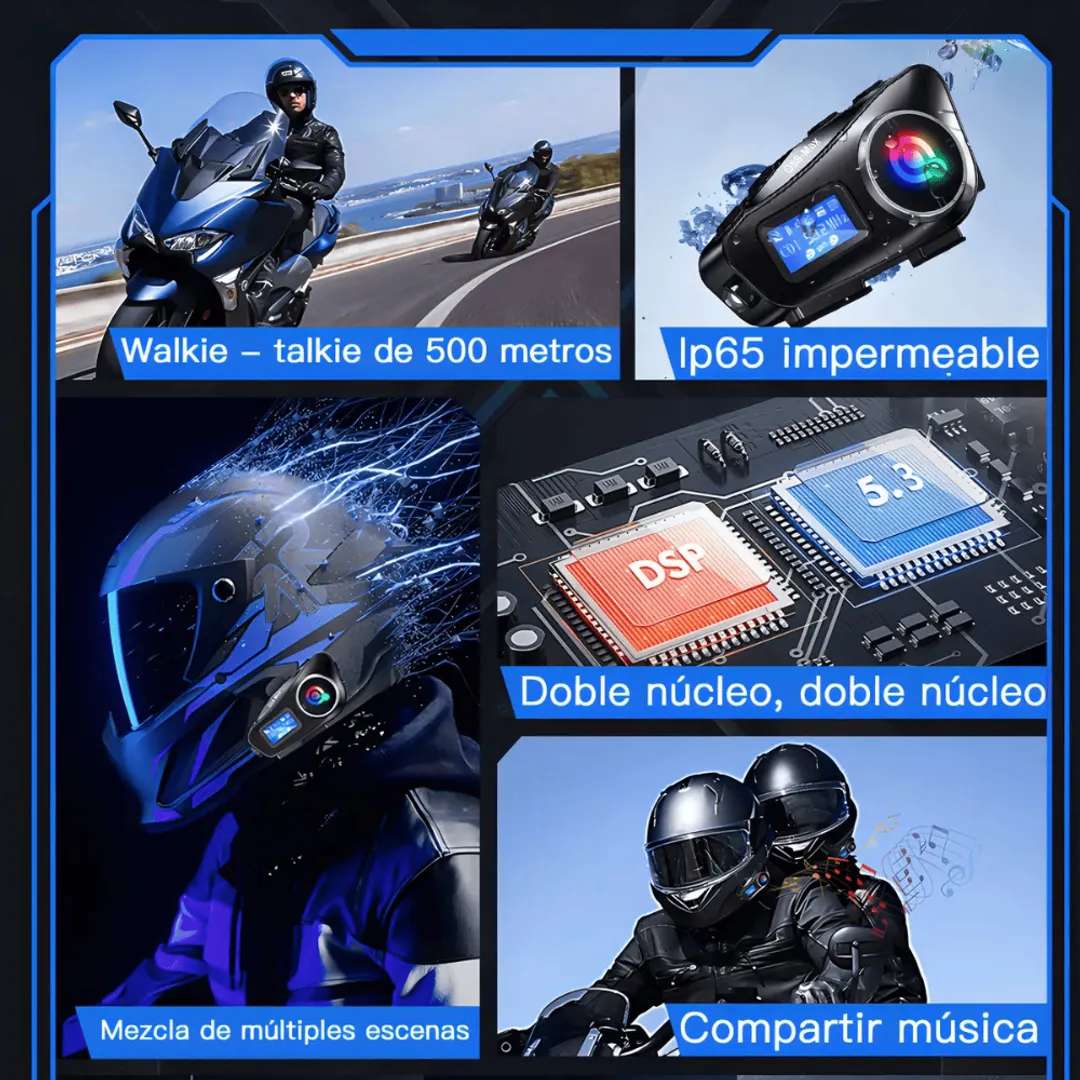 dÚo pack x2: intercomunicador moto q58 max pro – pantalla lcd + bluetooth 5.3 dÚo pack x2: intercomunicador moto q58 max pro – pantalla lcd + bluetooth 5.3